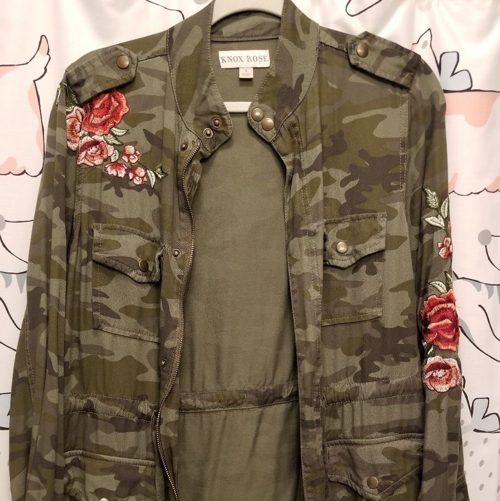 Beautiful camouflage jacket with flowers